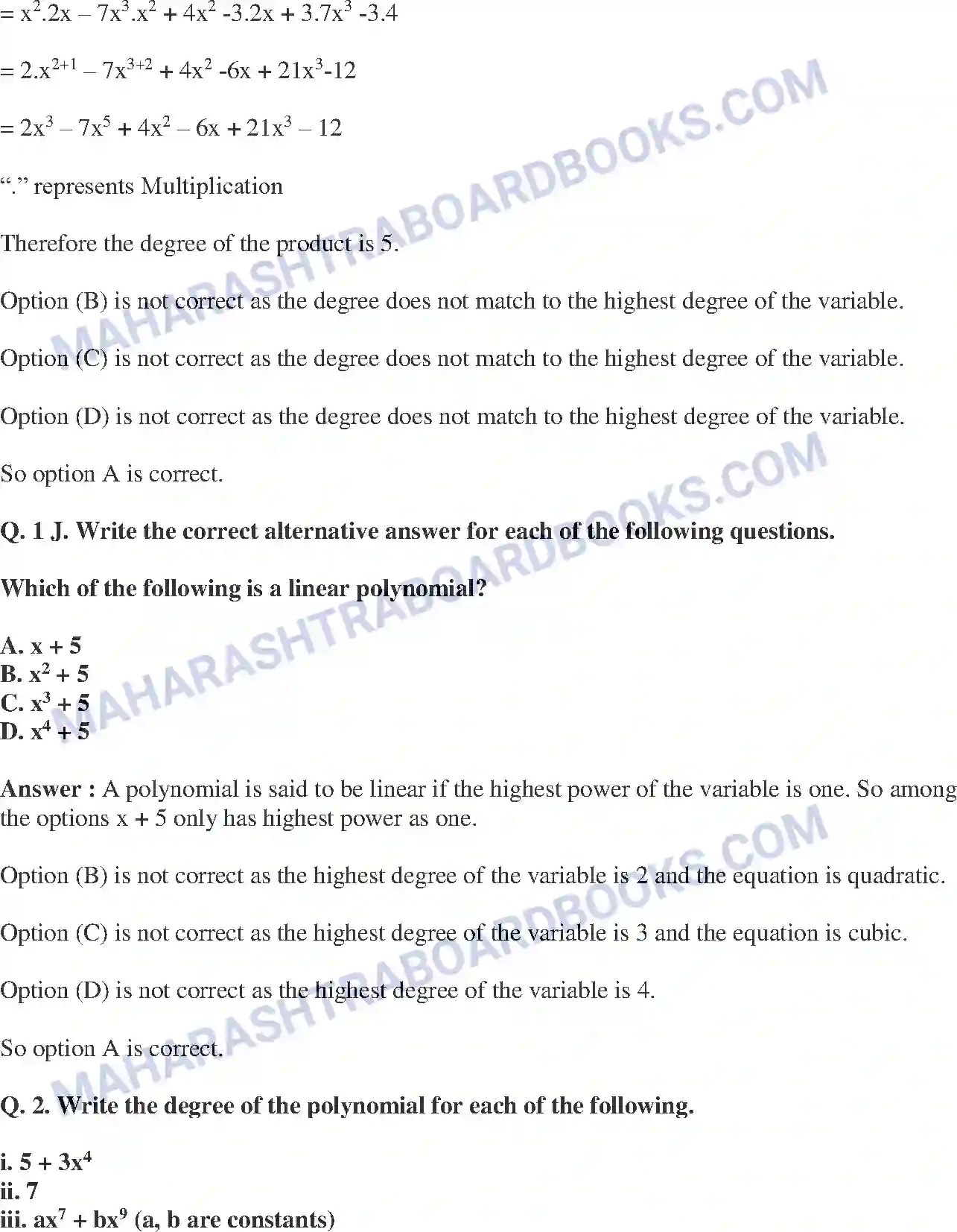 Maharashtra Board Solution class-9 Mathematics+Part-I+-+English+Medium Polynomials Image 43