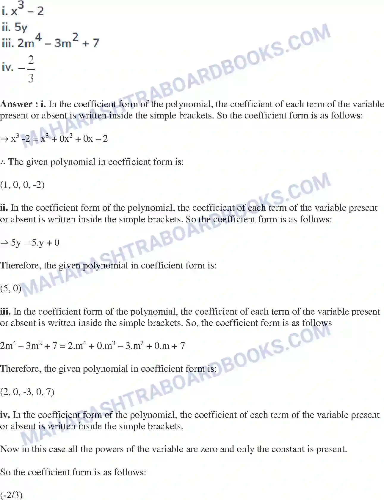 Maharashtra Board Solution class-9 Mathematics+Part-I+-+English+Medium Polynomials Image 5