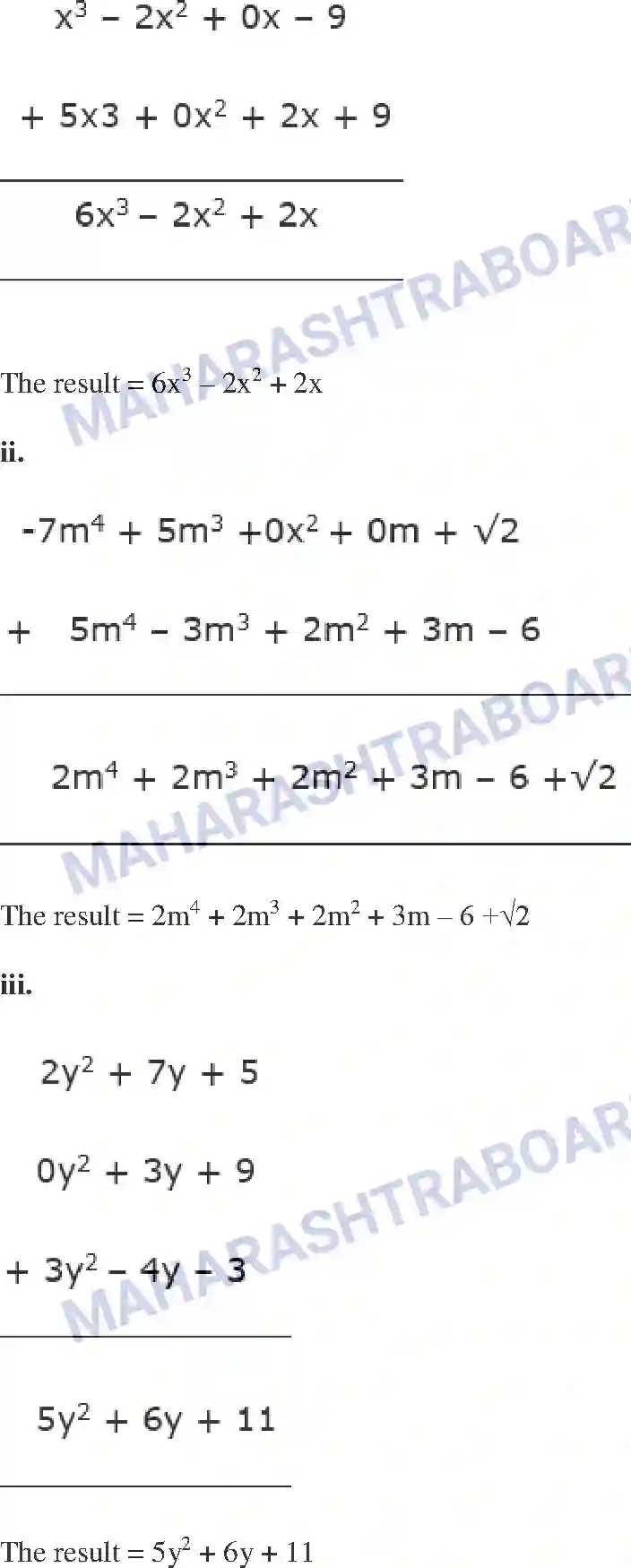Maharashtra Board Solution class-9 Mathematics+Part-I+-+English+Medium Polynomials Image 9