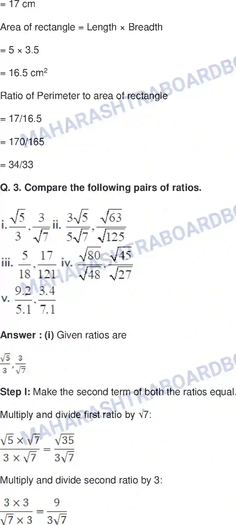 Maharashtra Board Solution class-9 Mathematics+Part-I+-+English+Medium Ratio and Proportion Image 12