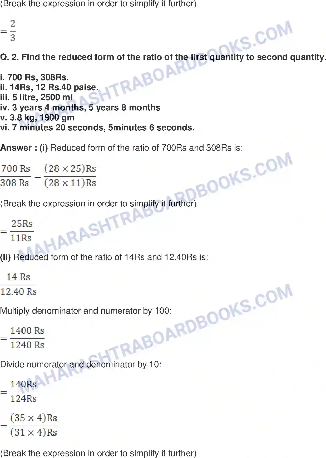 Maharashtra Board Solution class-9 Mathematics+Part-I+-+English+Medium Ratio and Proportion Image 2