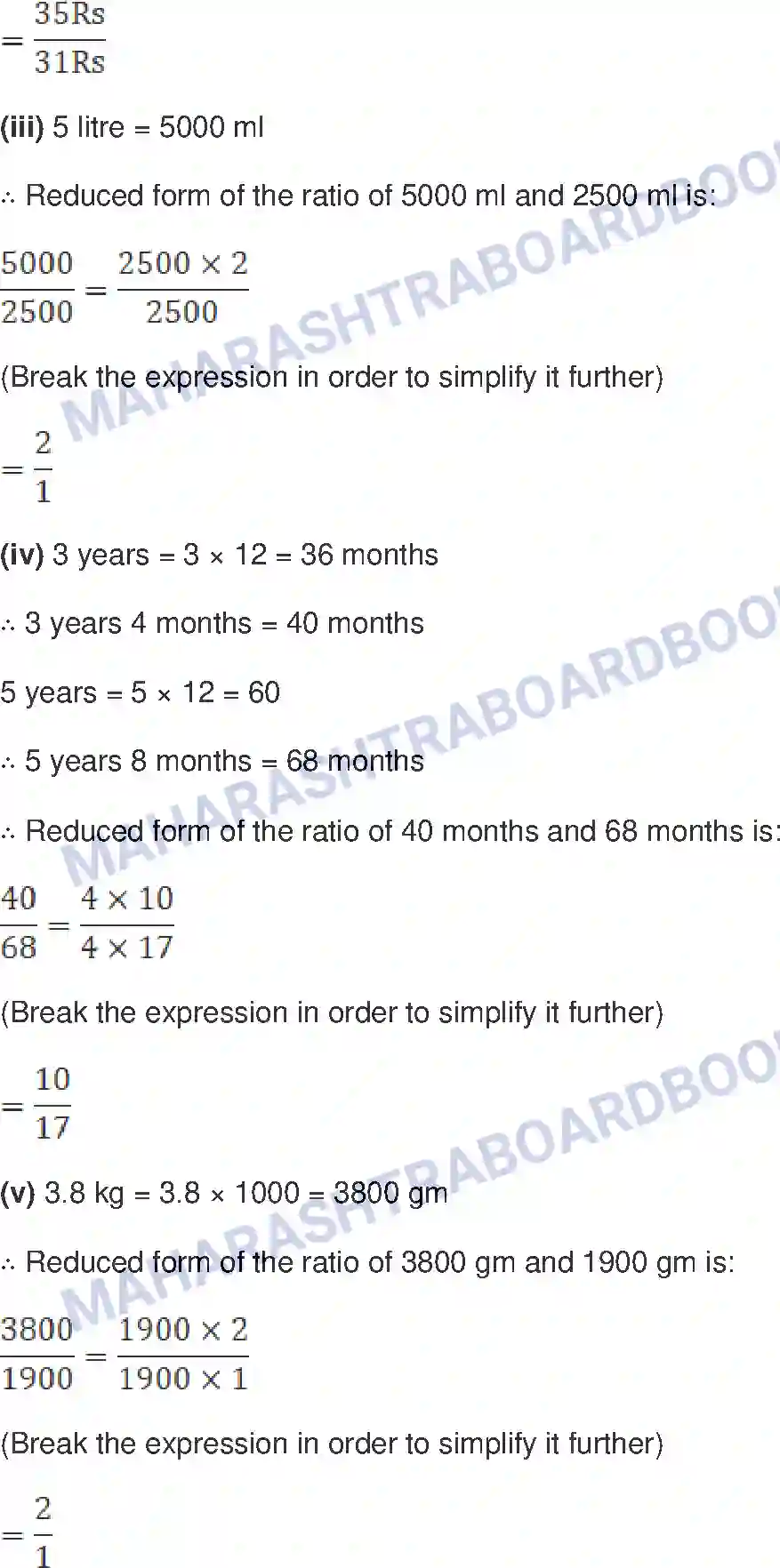 Maharashtra Board Solution class-9 Mathematics+Part-I+-+English+Medium Ratio and Proportion Image 3