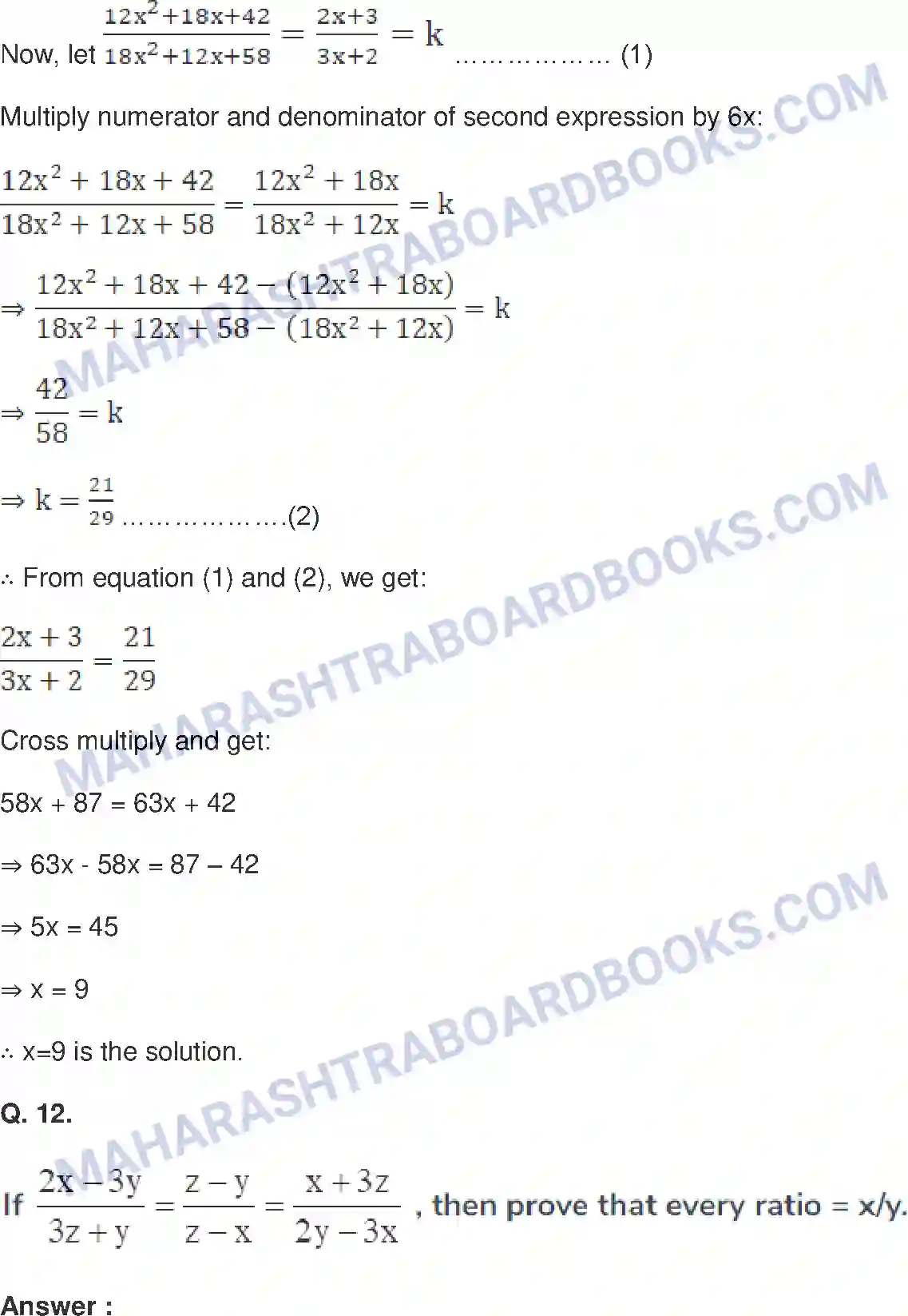 Maharashtra Board Solution class-9 Mathematics+Part-I+-+English+Medium Ratio and Proportion Image 63