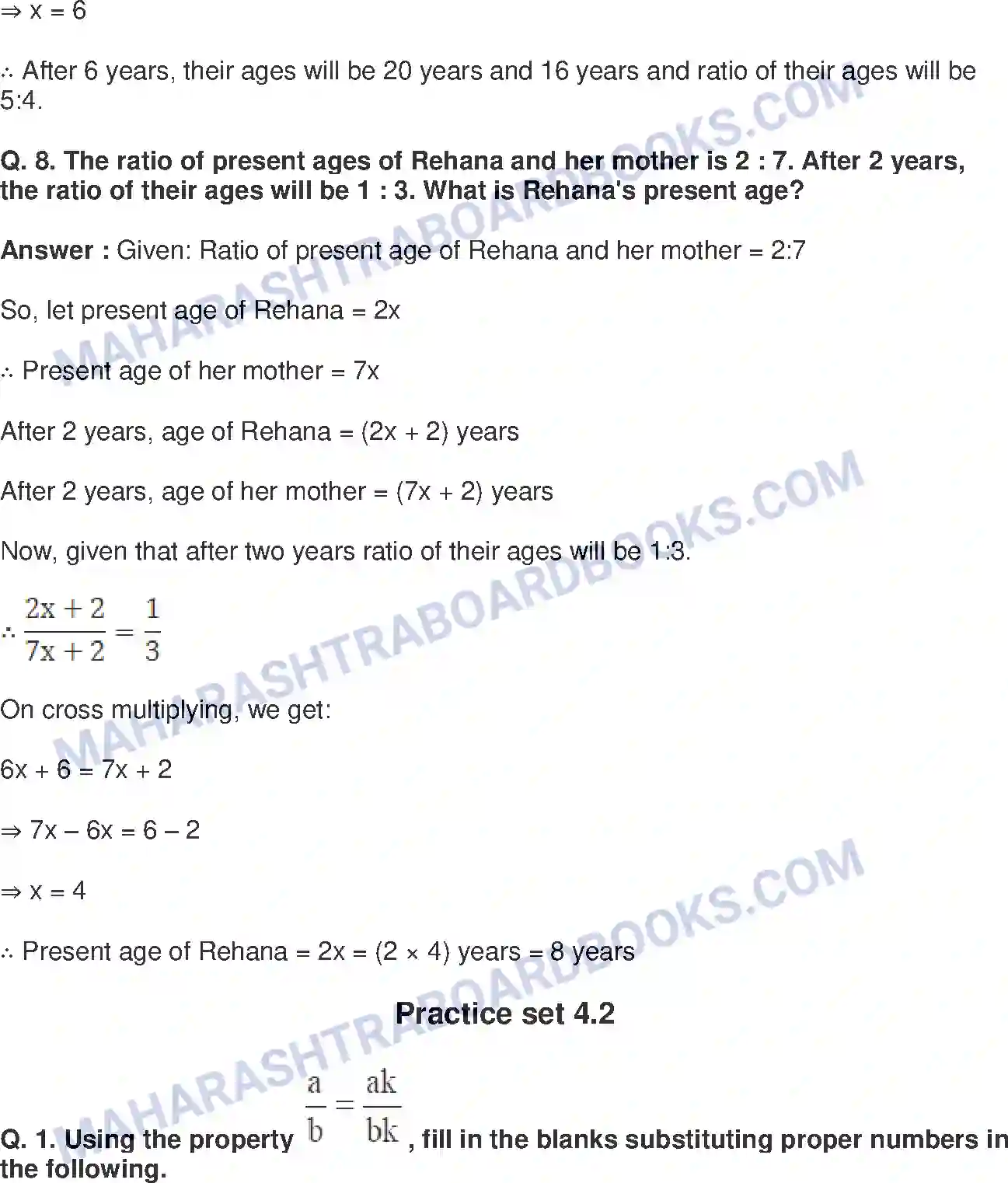 Maharashtra Board Solution class-9 Mathematics+Part-I+-+English+Medium Ratio and Proportion Image 8