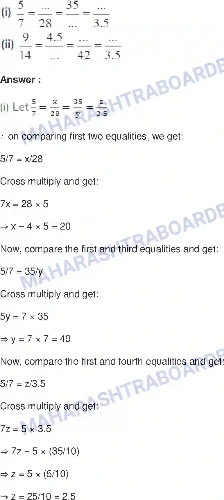 Maharashtra Board Solution class-9 Mathematics+Part-I+-+English+Medium Ratio and Proportion Image 9
