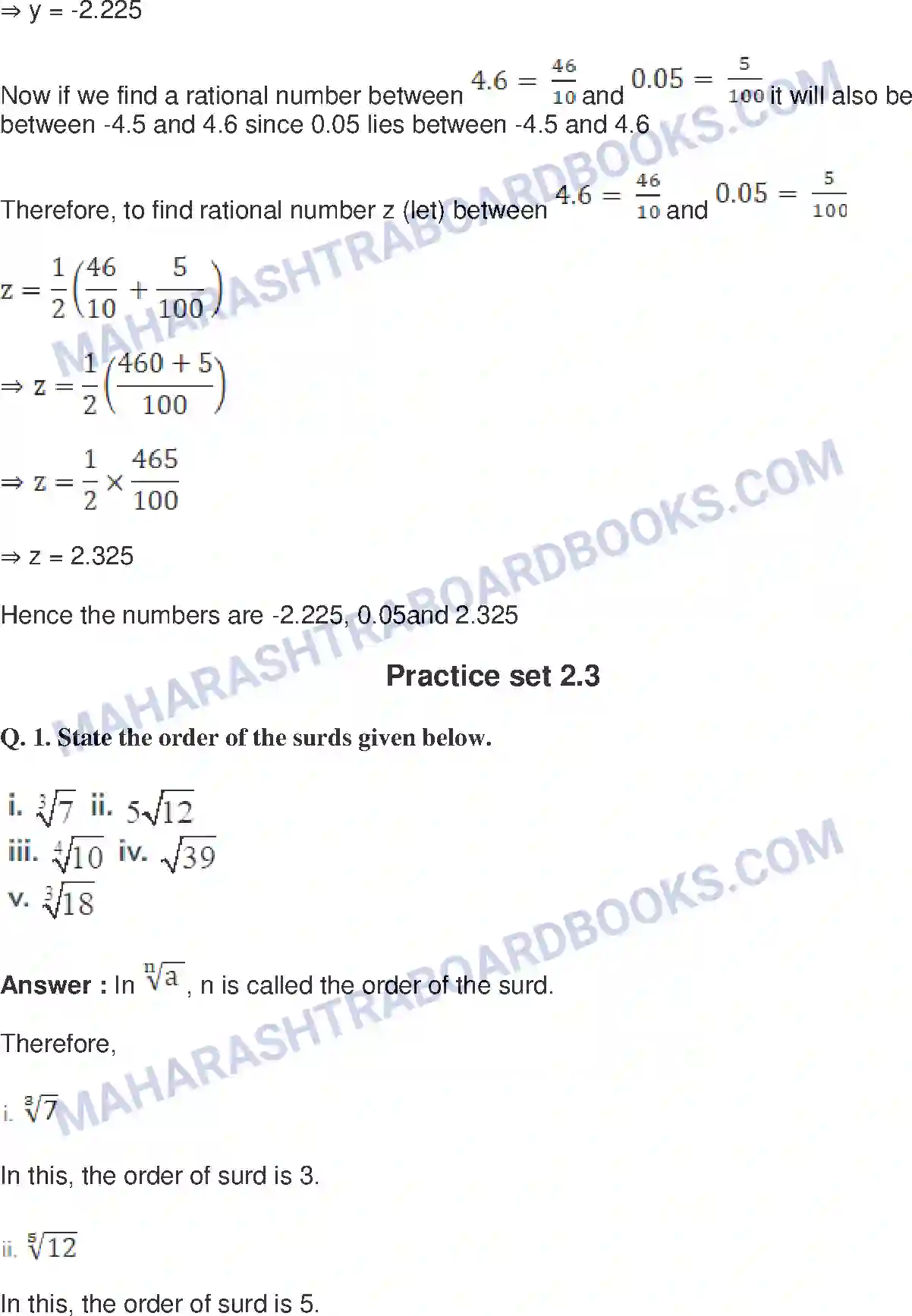 Maharashtra Board Solution Class-9 Mathematics+Part-I+-+English+Medium Real Numbers Image 13