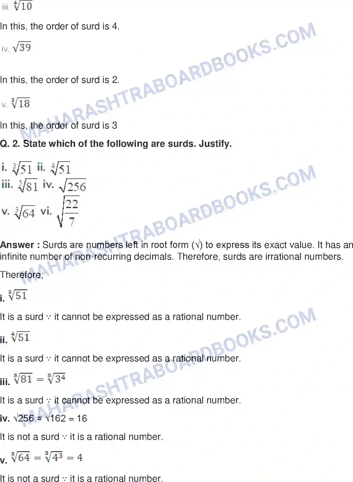 Maharashtra Board Solution Class-9 Mathematics+Part-I+-+English+Medium Real Numbers Image 14