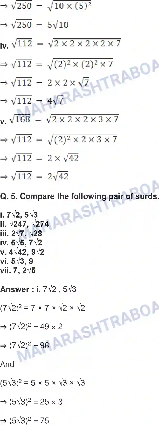 Maharashtra Board Solution Class-9 Mathematics+Part-I+-+English+Medium Real Numbers Image 17