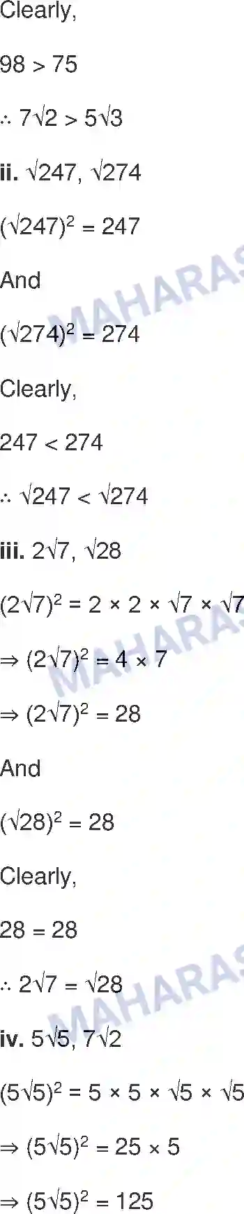 Maharashtra Board Solution Class-9 Mathematics+Part-I+-+English+Medium Real Numbers Image 18