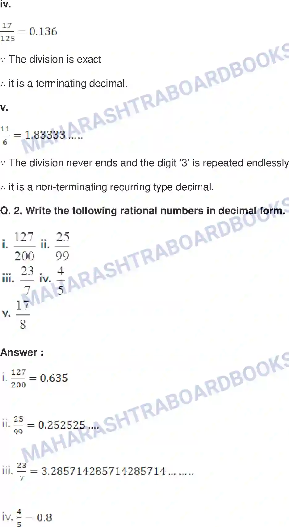 Maharashtra Board Solution Class-9 Mathematics+Part-I+-+English+Medium Real Numbers Image 2