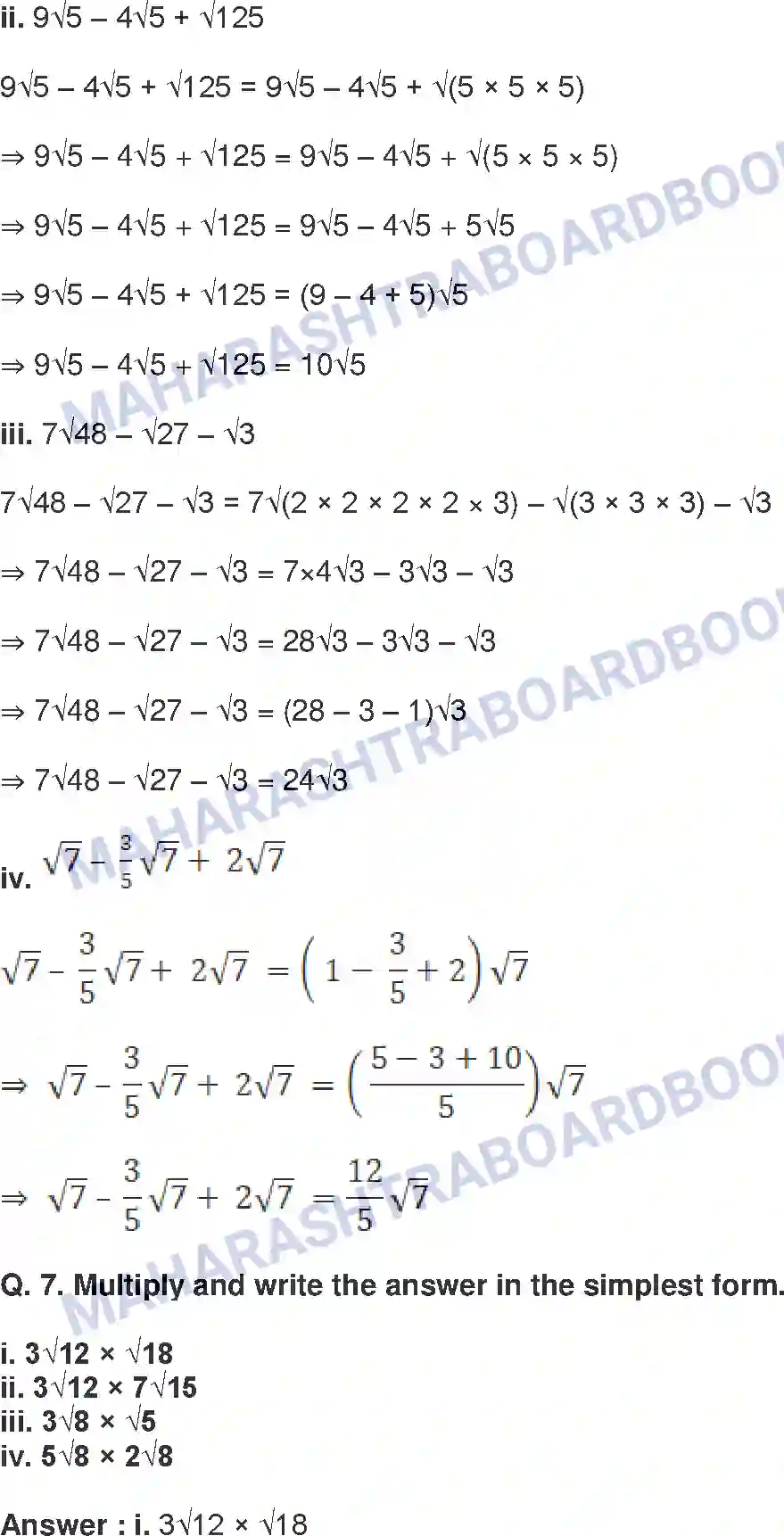 Maharashtra Board Solution Class-9 Mathematics+Part-I+-+English+Medium Real Numbers Image 21