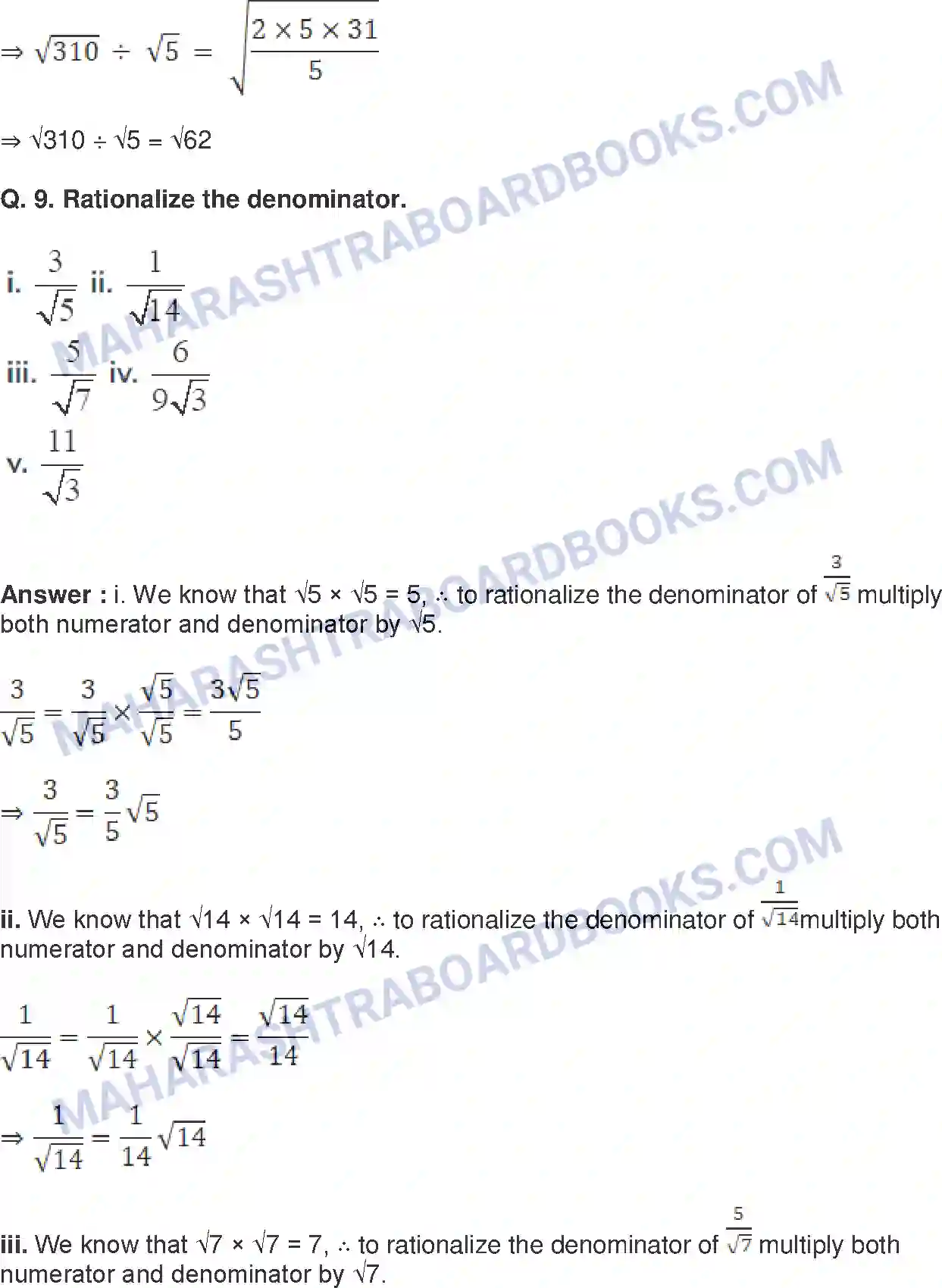 Maharashtra Board Solution Class-9 Mathematics+Part-I+-+English+Medium Real Numbers Image 24