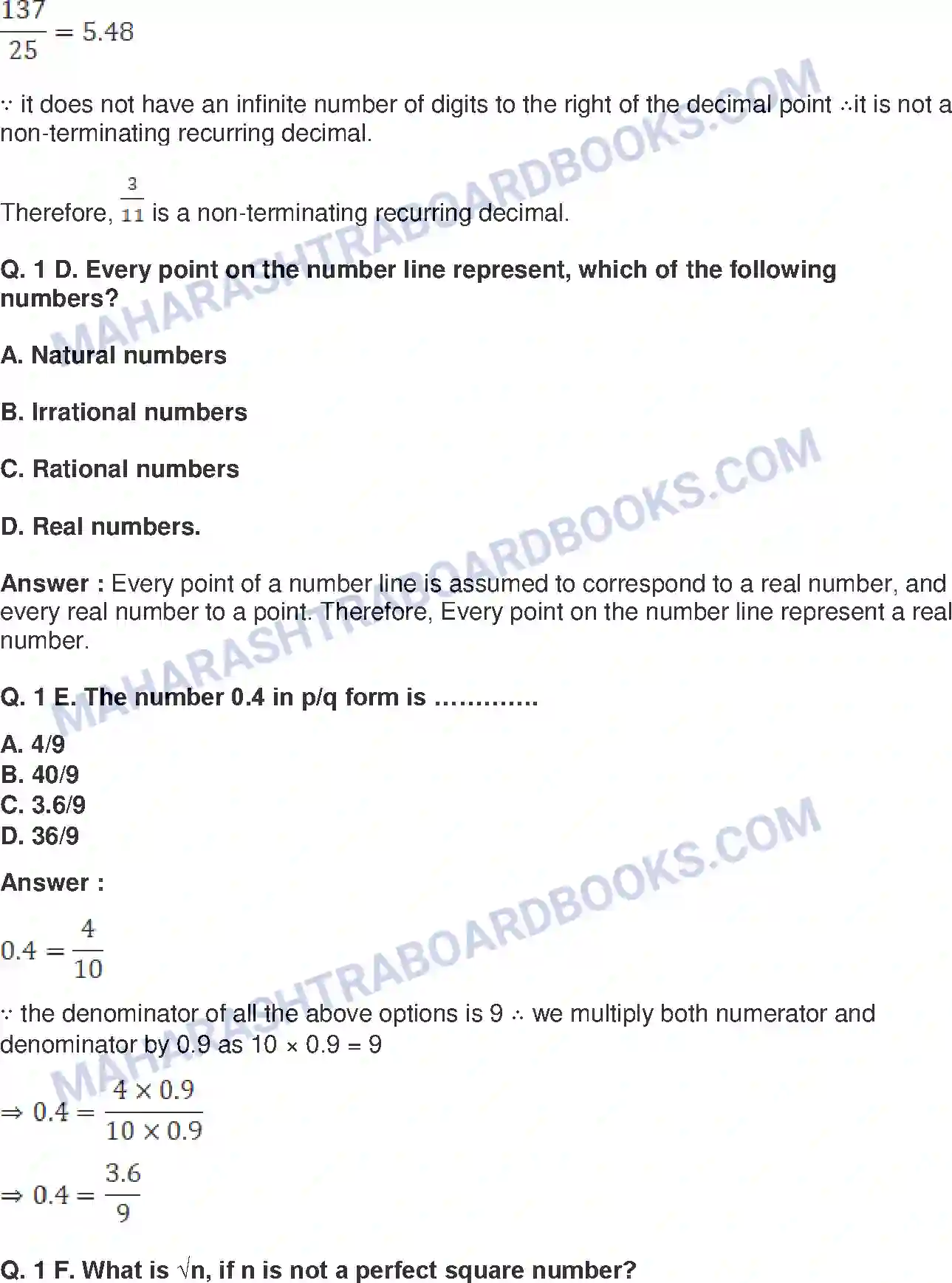 Maharashtra Board Solution Class-9 Mathematics+Part-I+-+English+Medium Real Numbers Image 33