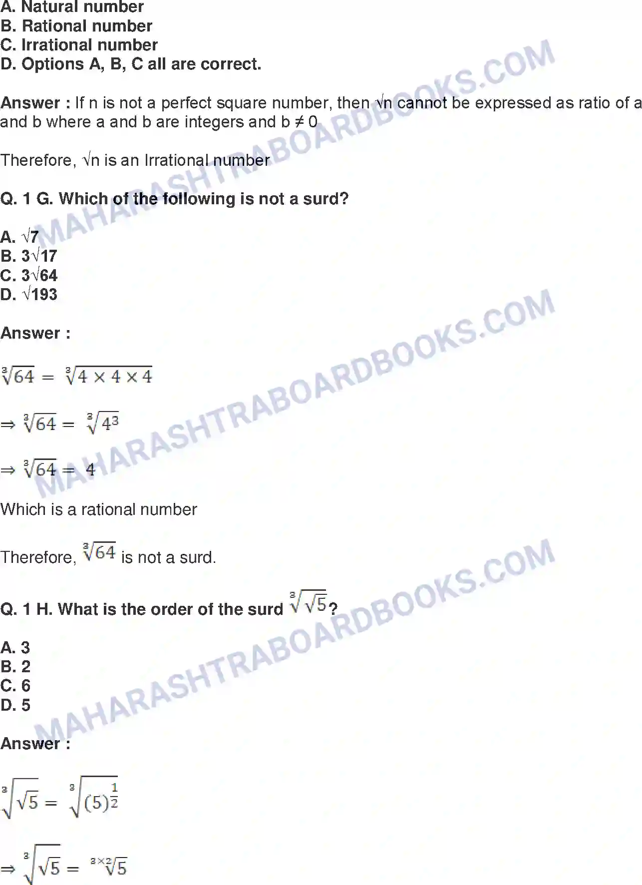 Maharashtra Board Solution Class-9 Mathematics+Part-I+-+English+Medium Real Numbers Image 34