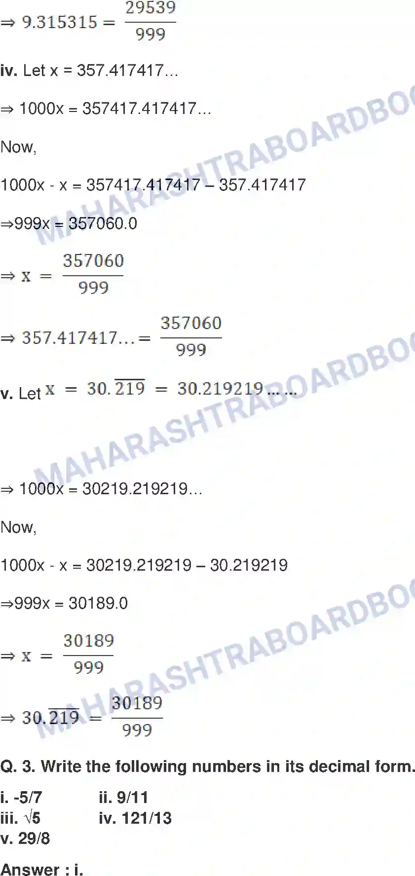 Maharashtra Board Solution Class-9 Mathematics+Part-I+-+English+Medium Real Numbers Image 37