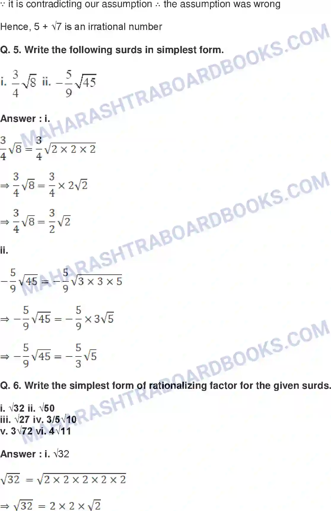 Maharashtra Board Solution Class-9 Mathematics+Part-I+-+English+Medium Real Numbers Image 39