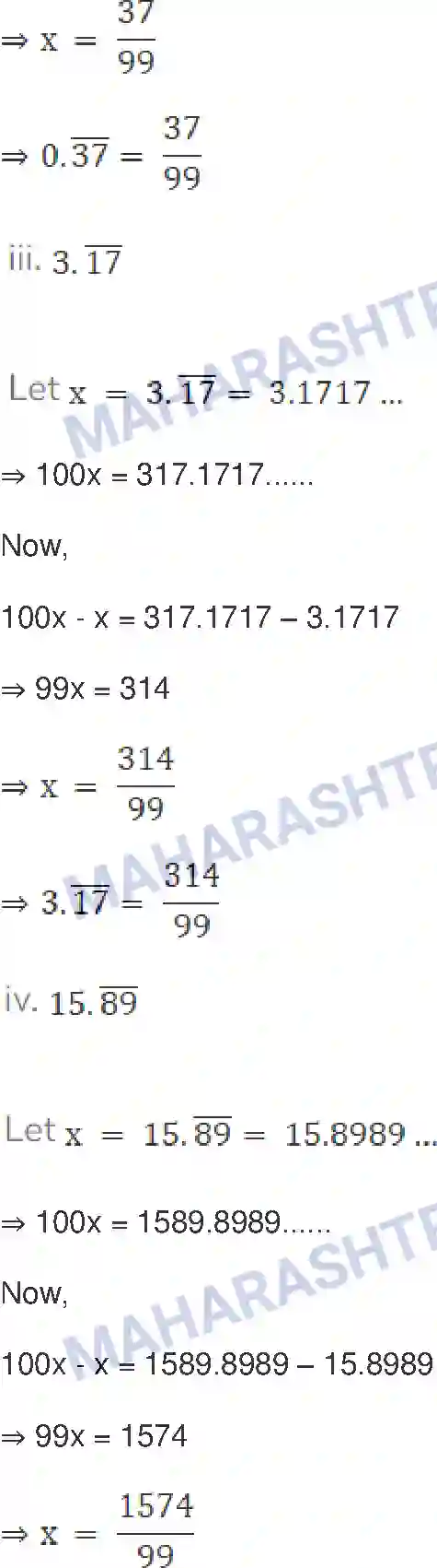 Maharashtra Board Solution Class-9 Mathematics+Part-I+-+English+Medium Real Numbers Image 4