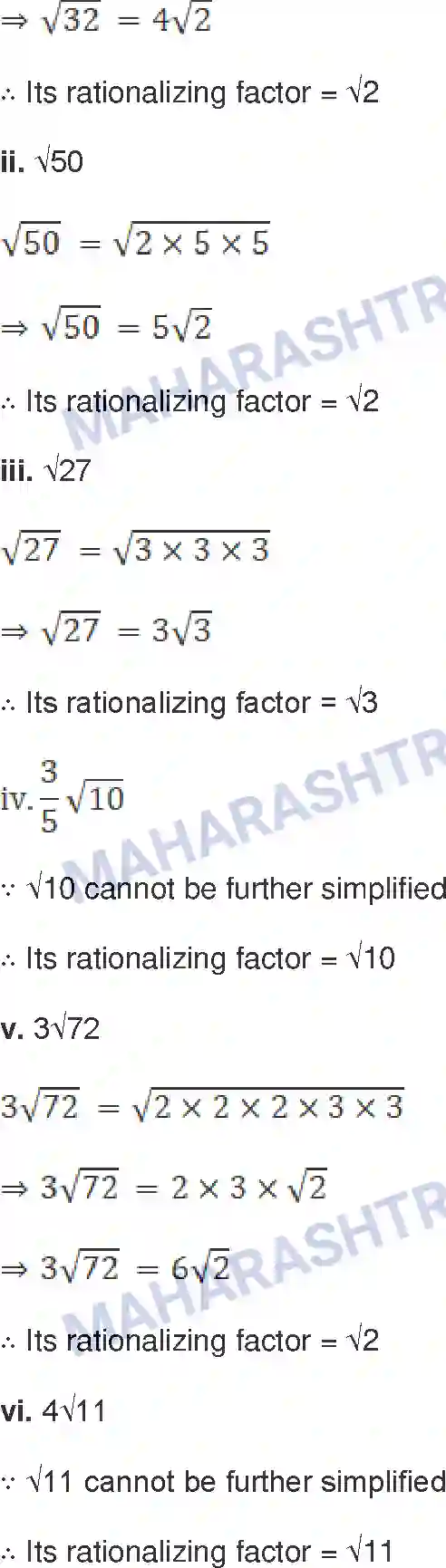 Maharashtra Board Solution Class-9 Mathematics+Part-I+-+English+Medium Real Numbers Image 40