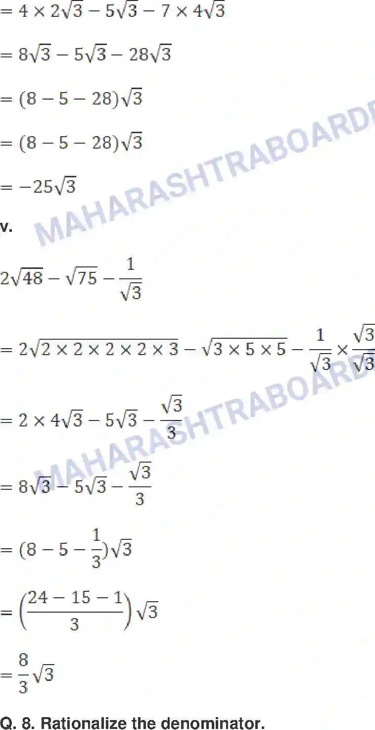 Maharashtra Board Solution Class-9 Mathematics+Part-I+-+English+Medium Real Numbers Image 43