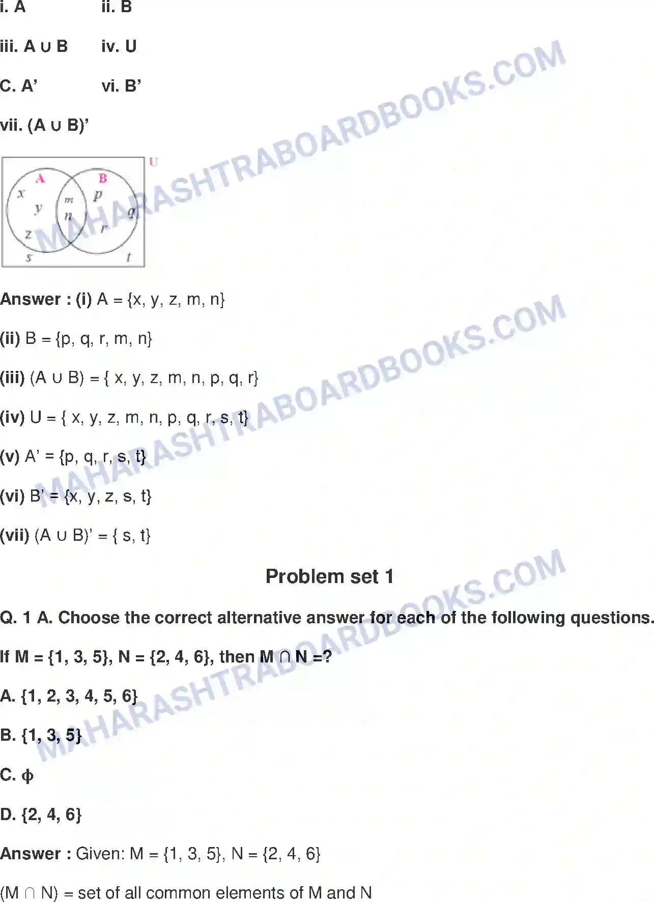 Maharashtra Board Solution class-9 Mathematics+Part-I+-+English+Medium Sets Image 15