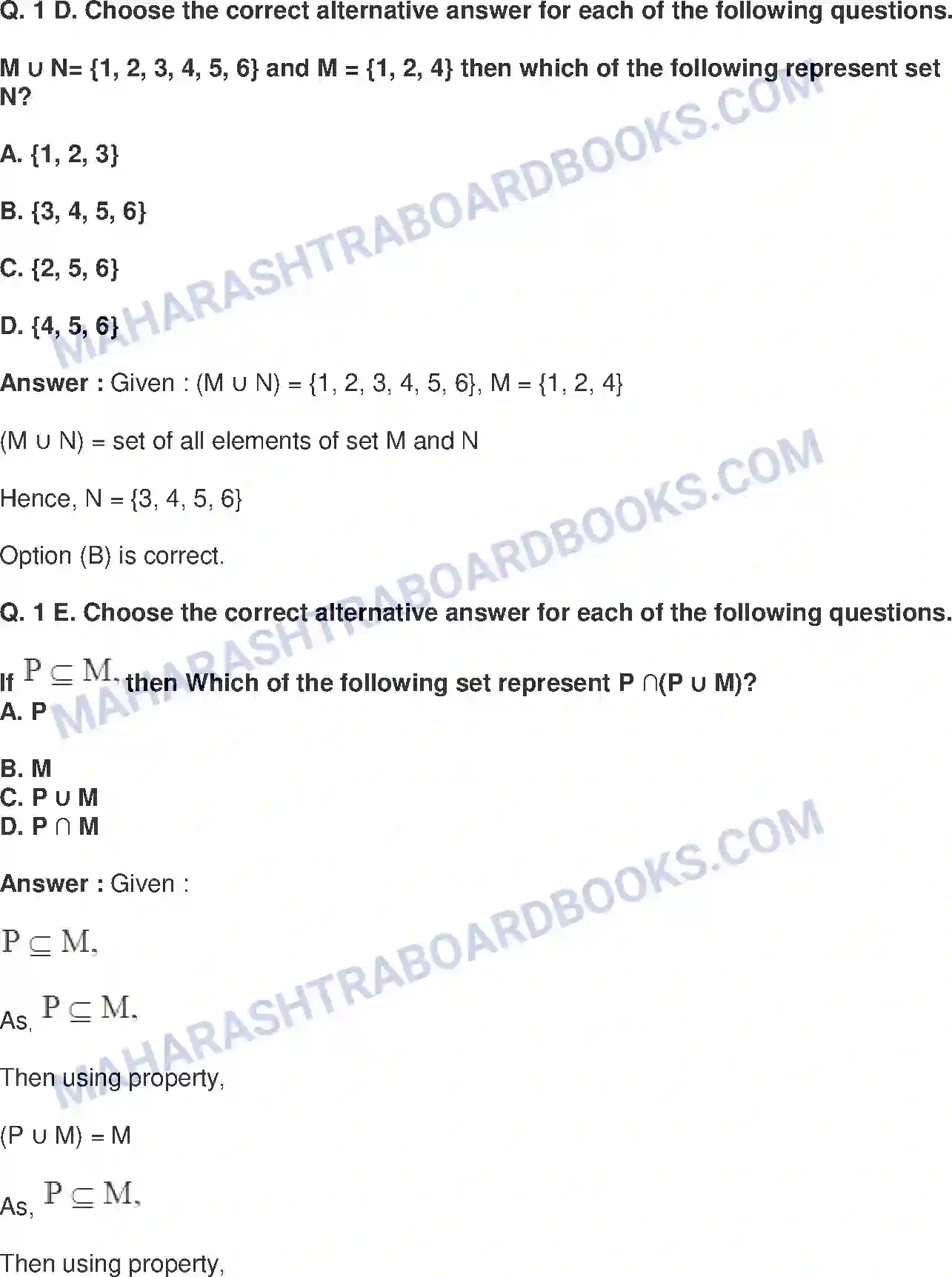 Maharashtra Board Solution class-9 Mathematics+Part-I+-+English+Medium Sets Image 17