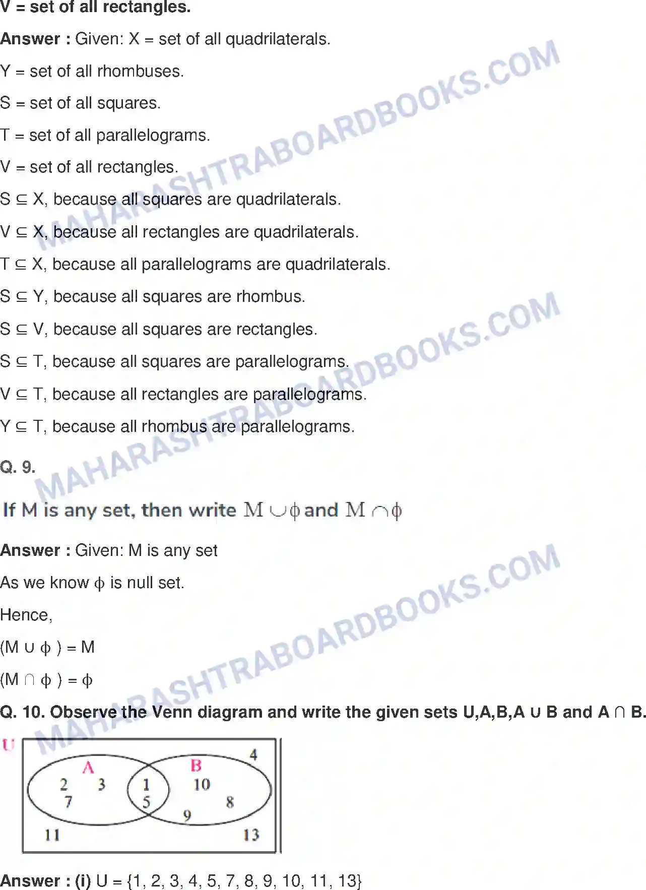 Maharashtra Board Solution class-9 Mathematics+Part-I+-+English+Medium Sets Image 24
