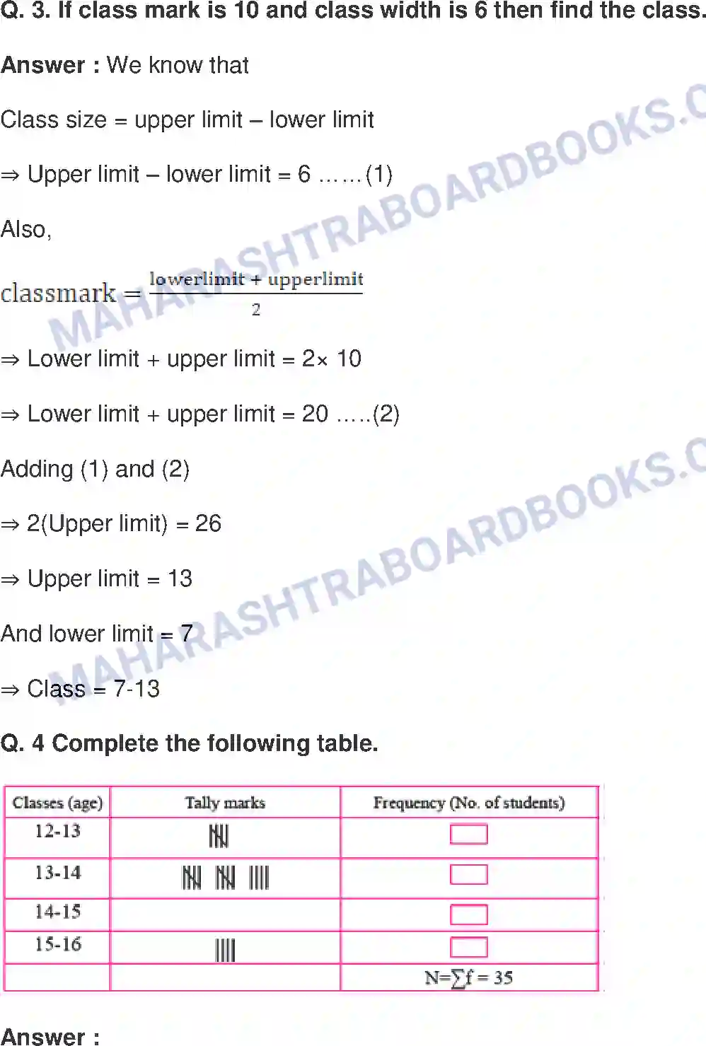 Maharashtra Board Solution Class-9 Mathematics+Part-I+-+English+Medium Statistics Image 5