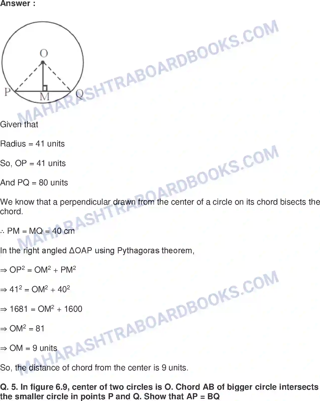 Maharashtra Board Solution Class-9 Mathematics+Part-II+-+English+Medium Circles Image 4