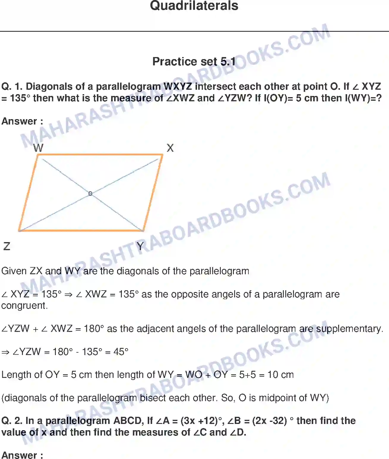 Maharashtra Board Solution Class-9 Mathematics+Part-II+-+English+Medium Quadrilaterals Image 1