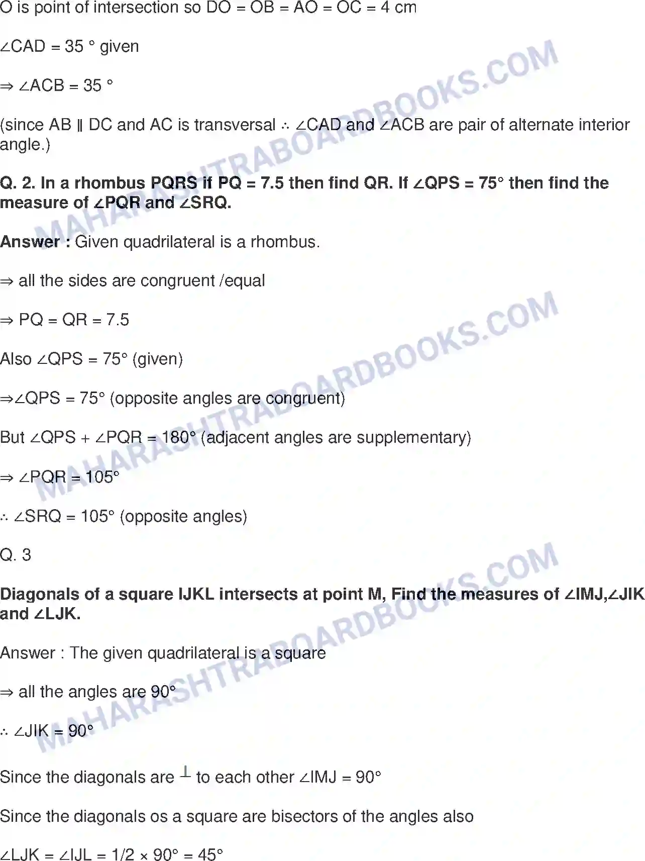 Maharashtra Board Solution Class-9 Mathematics+Part-II+-+English+Medium Quadrilaterals Image 10