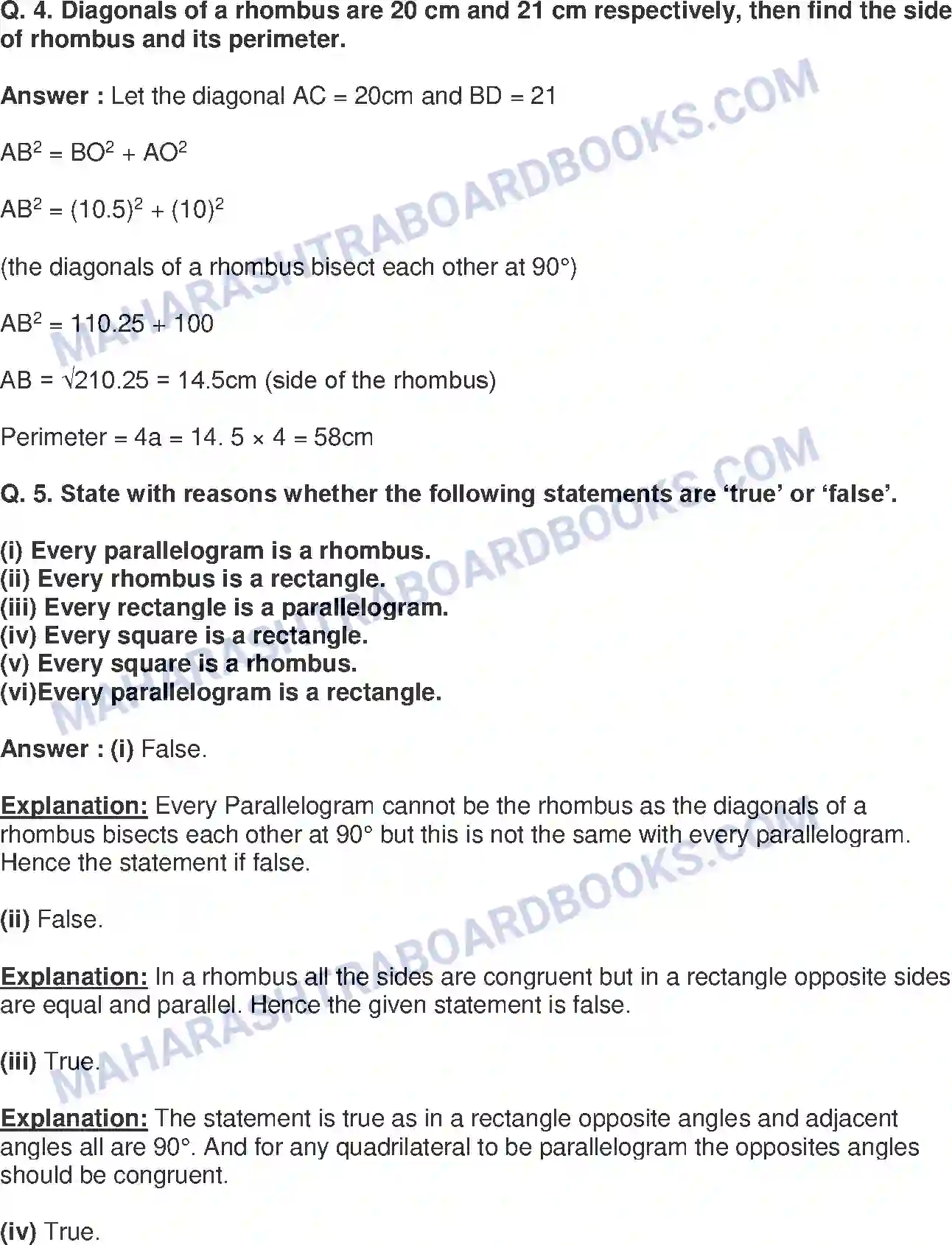 Maharashtra Board Solution Class-9 Mathematics+Part-II+-+English+Medium Quadrilaterals Image 11