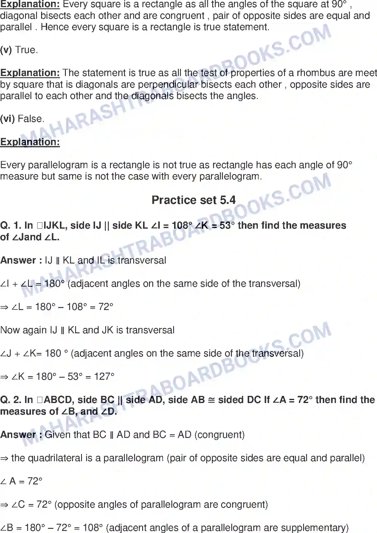 Maharashtra Board Solution Class-9 Mathematics+Part-II+-+English+Medium Quadrilaterals Image 12