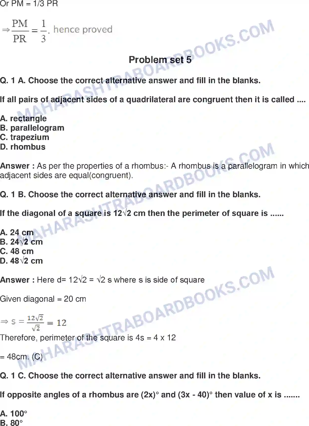 Maharashtra Board Solution Class-9 Mathematics+Part-II+-+English+Medium Quadrilaterals Image 17