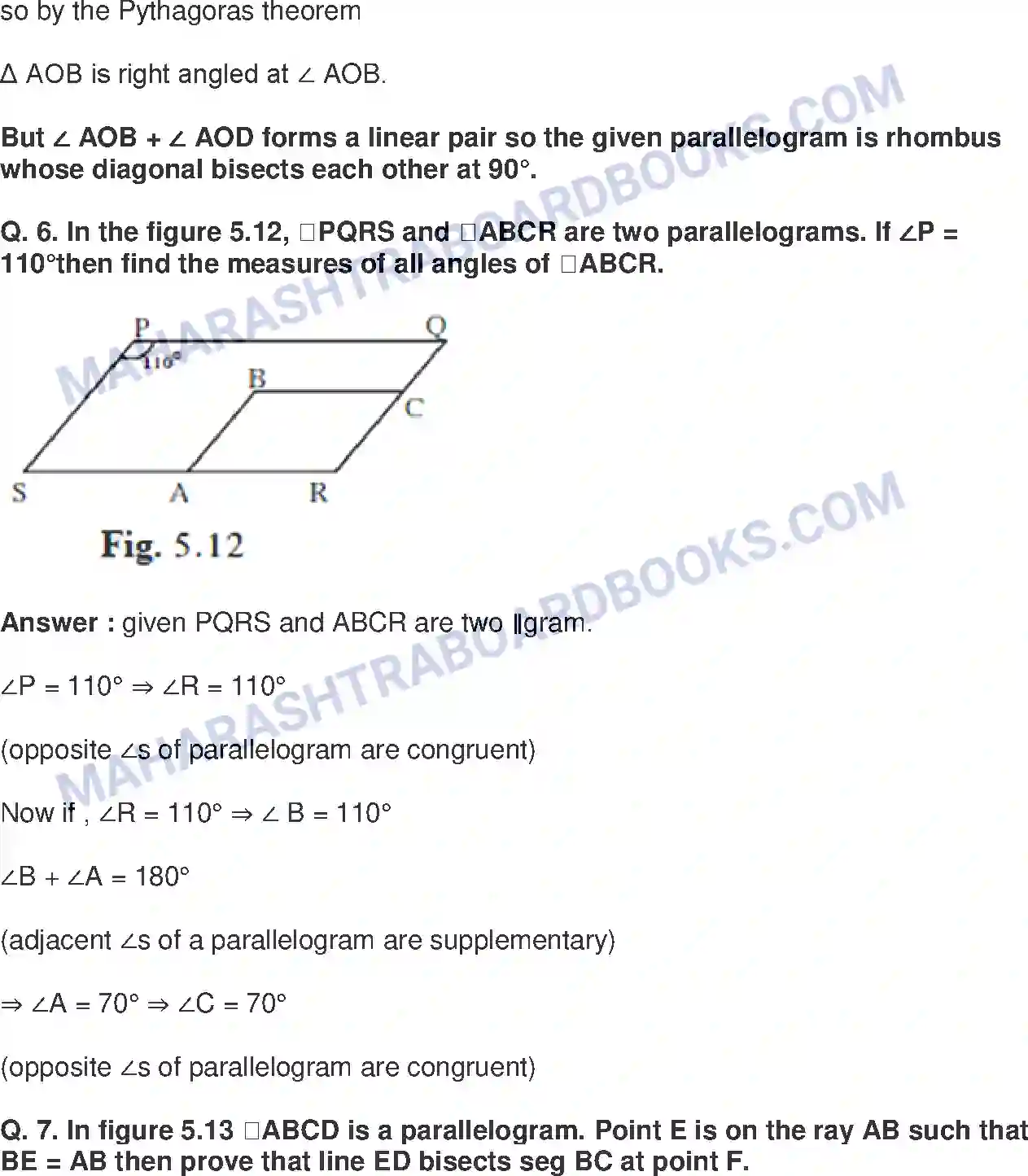 Maharashtra Board Solution Class-9 Mathematics+Part-II+-+English+Medium Quadrilaterals Image 4