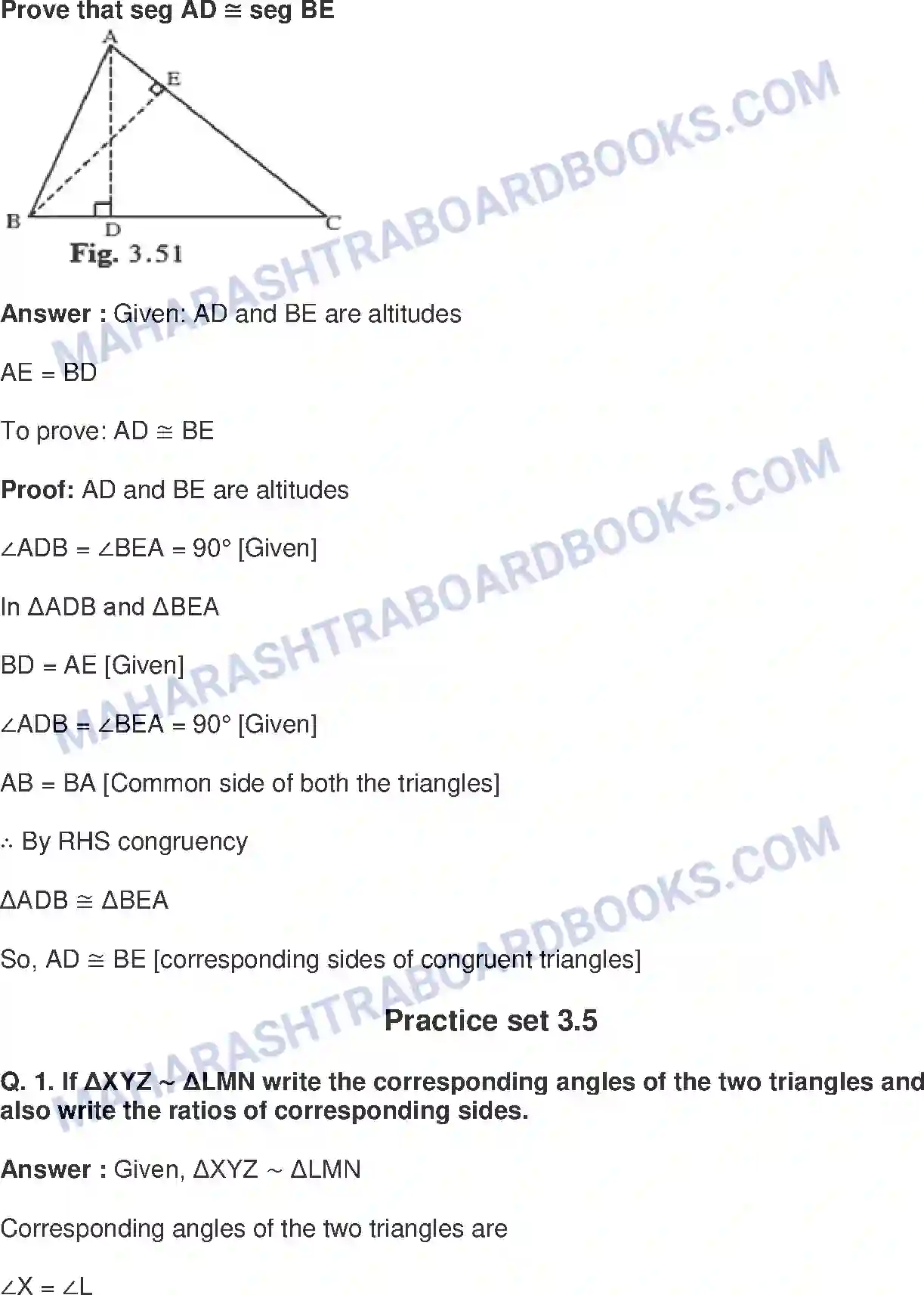 Maharashtra Board Solution class-9 Mathematics+Part-II+-+English+Medium Triangles Image 25