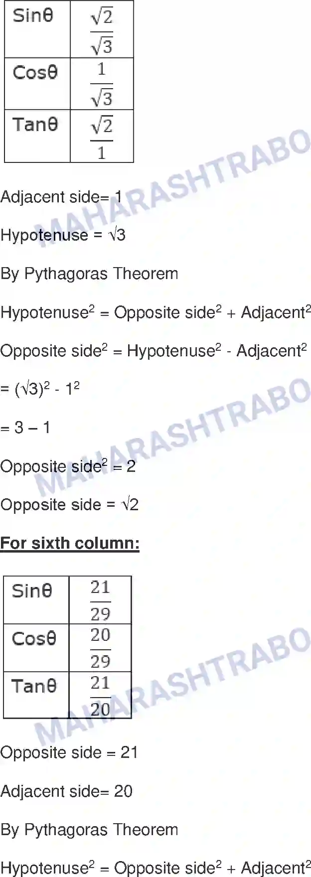 Maharashtra Board Solution class-9 Mathematics+Part-II+-+English+Medium Trigonometry Image 11