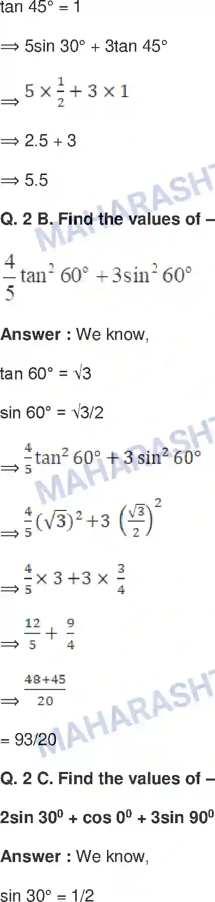 Maharashtra Board Solution class-9 Mathematics+Part-II+-+English+Medium Trigonometry Image 14