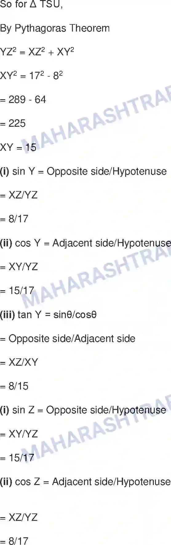 Maharashtra Board Solution class-9 Mathematics+Part-II+-+English+Medium Trigonometry Image 23