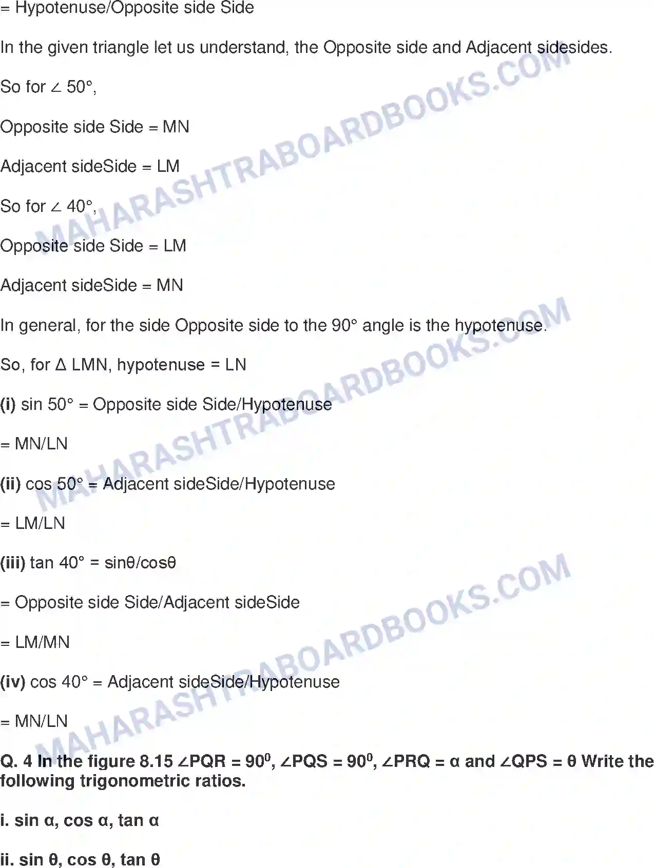 Maharashtra Board Solution class-9 Mathematics+Part-II+-+English+Medium Trigonometry Image 5
