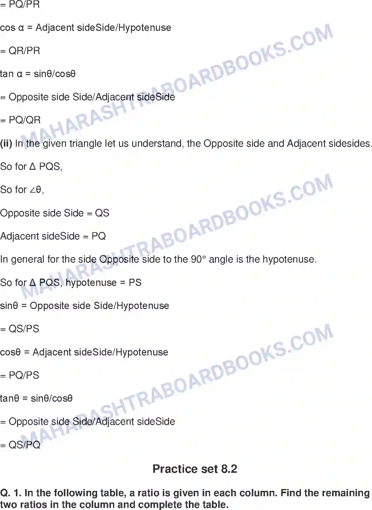 Maharashtra Board Solution class-9 Mathematics+Part-II+-+English+Medium Trigonometry Image 7