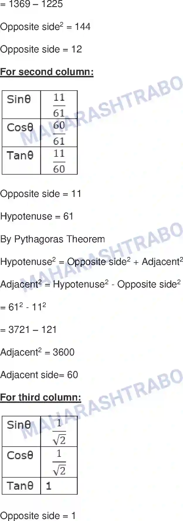 Maharashtra Board Solution class-9 Mathematics+Part-II+-+English+Medium Trigonometry Image 9