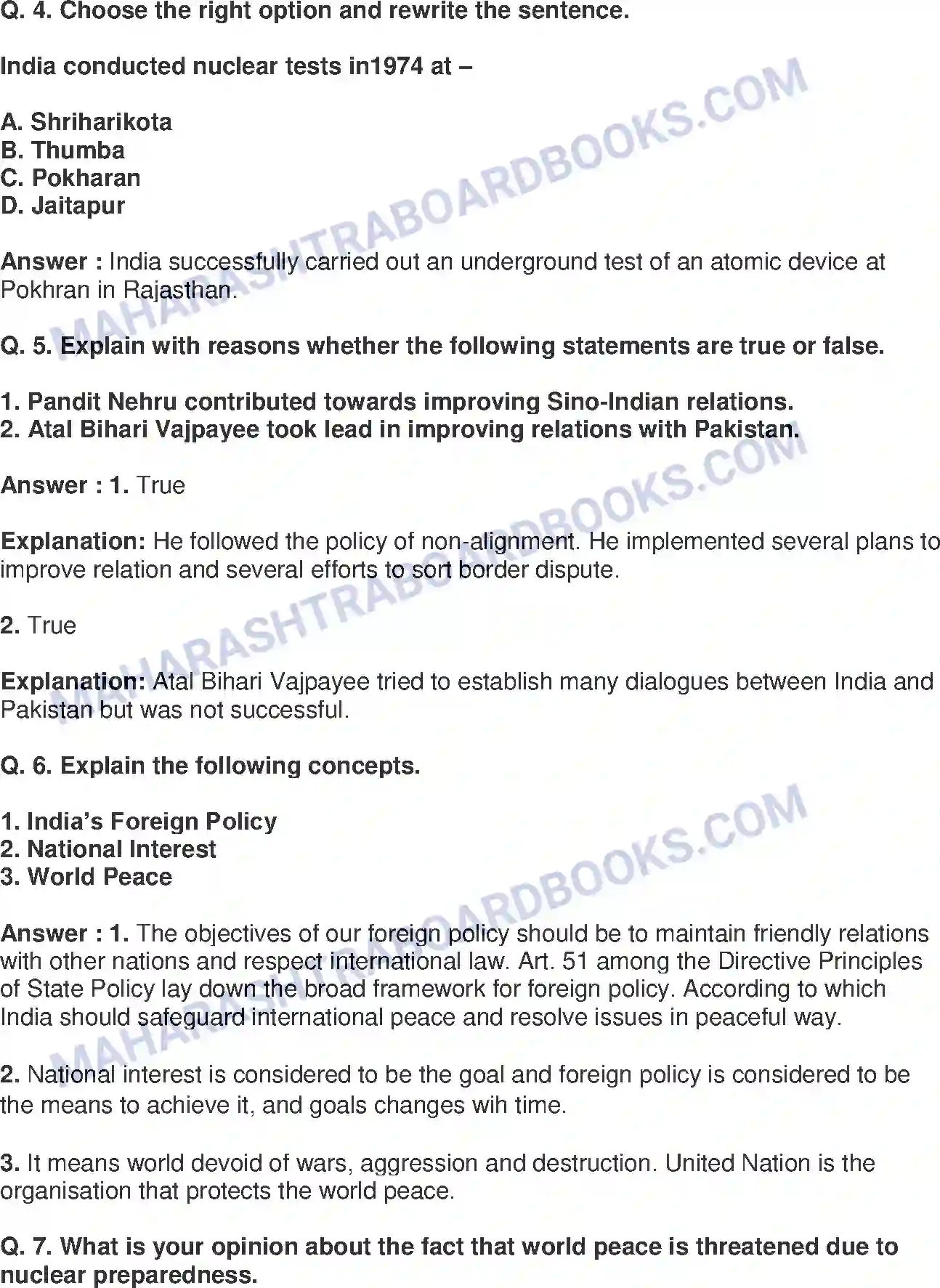 Maharashtra Board Solution class-9 Political+Science+-+English+Medium India’s Foreign Policy Image 2