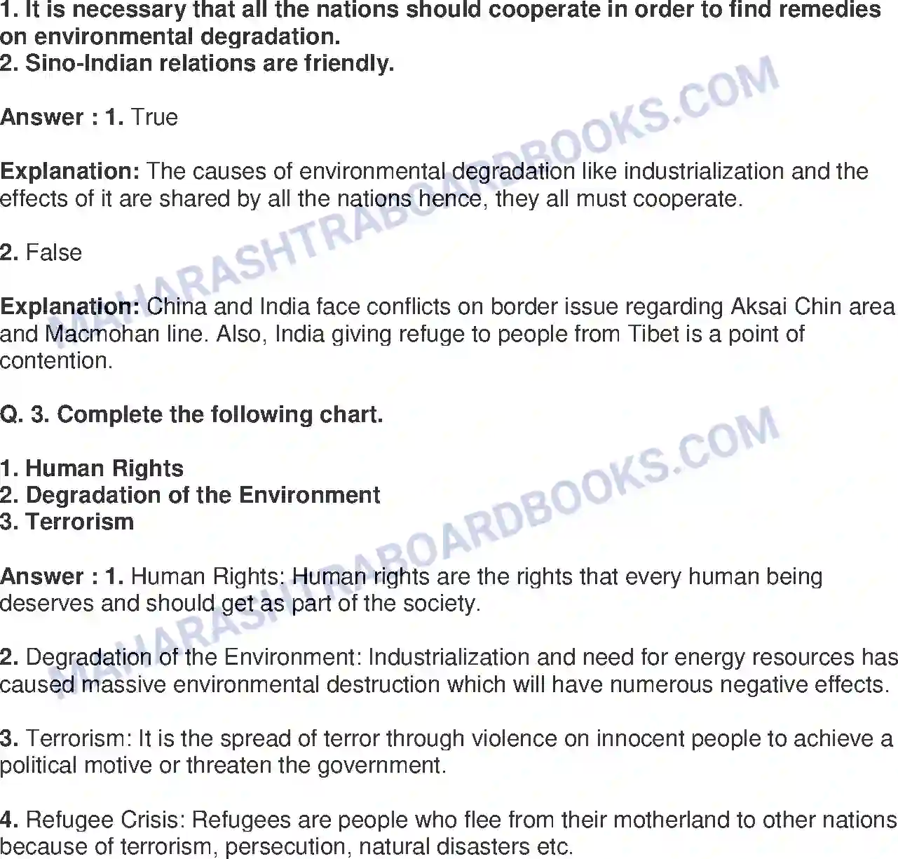Maharashtra Board Solution class-9 Political+Science+-+English+Medium International Problems Image 2