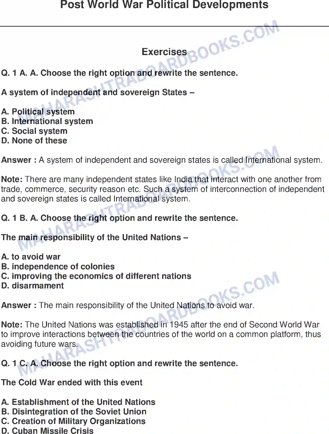 Maharashtra Board Solution class-9 Political+Science+-+English+Medium Post World War Political Developments Image 1