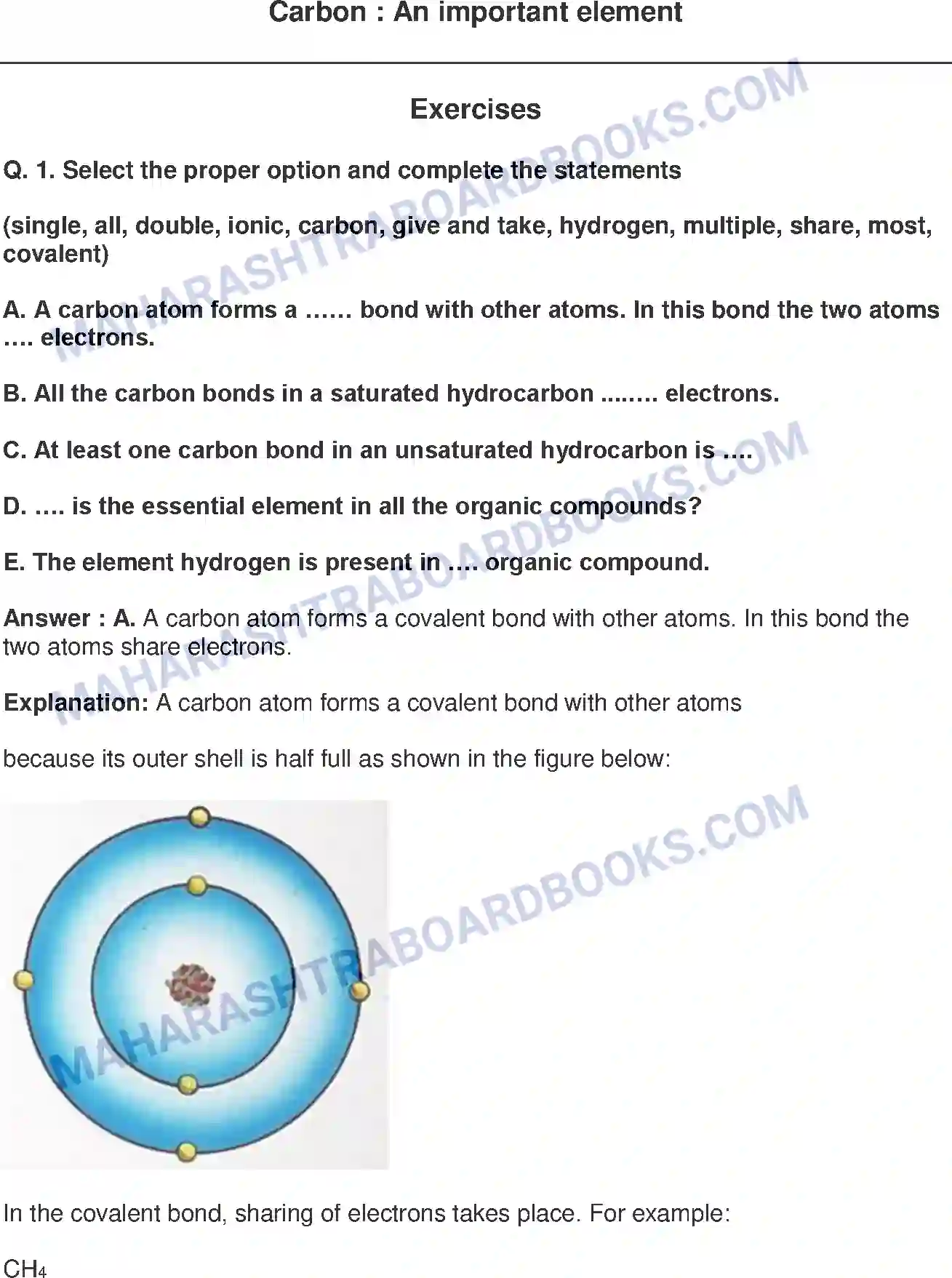 Maharashtra Board Solution class-9 Science+&+Technology+-+English+Medium Carbon An important element Image 1