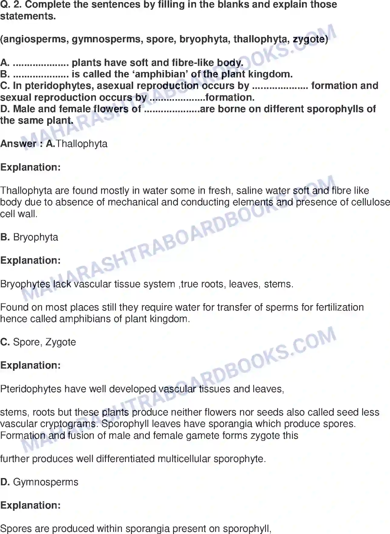 Maharashtra Board Solution class-9 Science+&+Technology+-+English+Medium Classification of Plants Image 3
