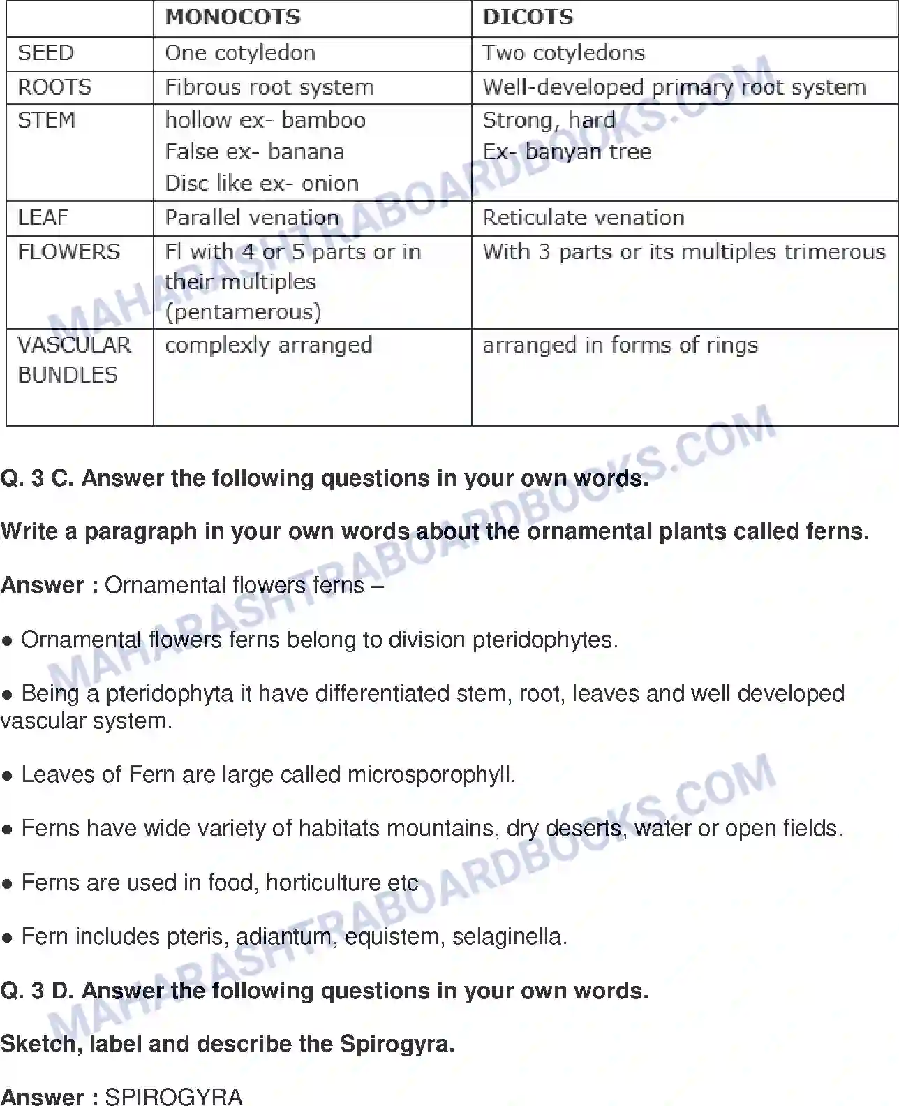 Maharashtra Board Solution class-9 Science+&+Technology+-+English+Medium Classification of Plants Image 5