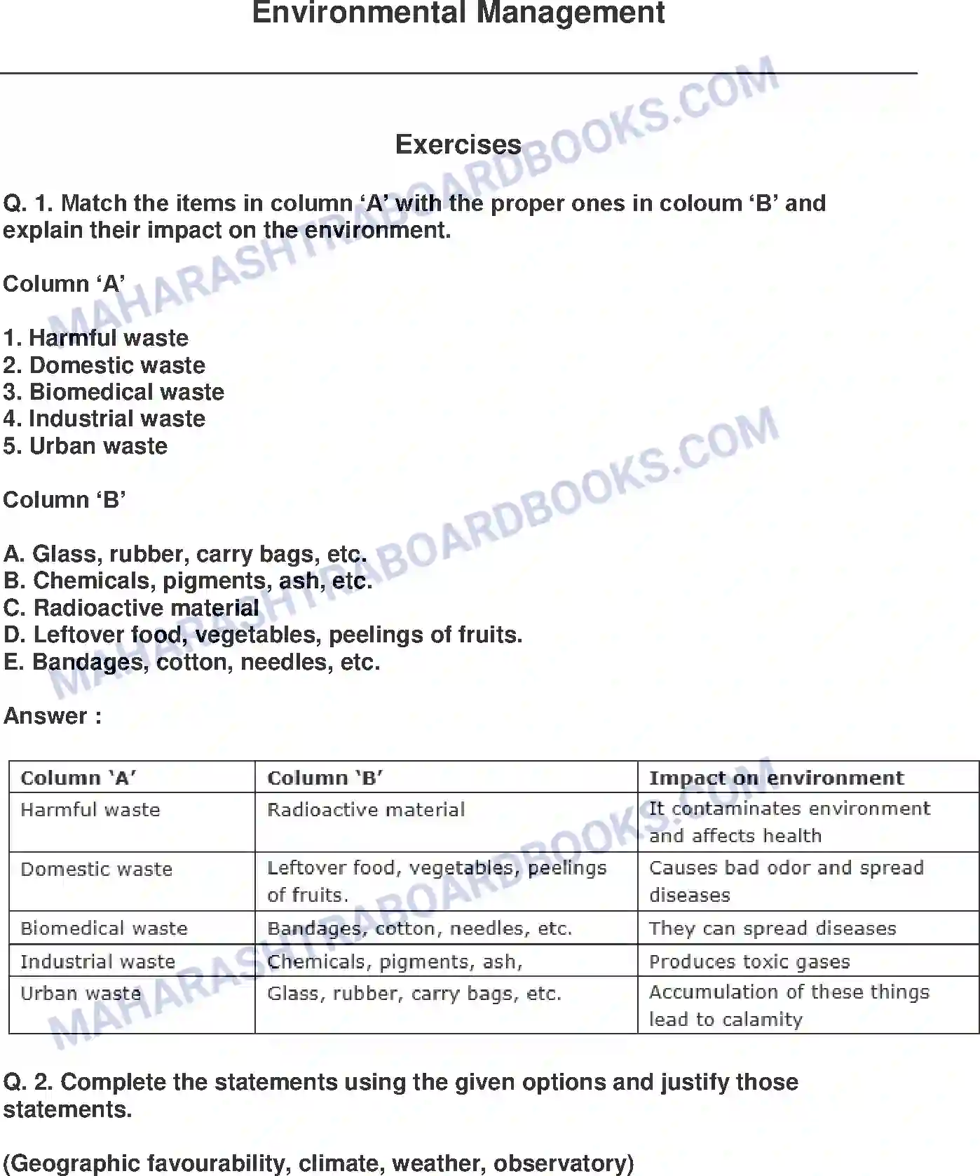 Maharashtra Board Solution class-9 Science+&+Technology+-+English+Medium Environmental Management Image 1