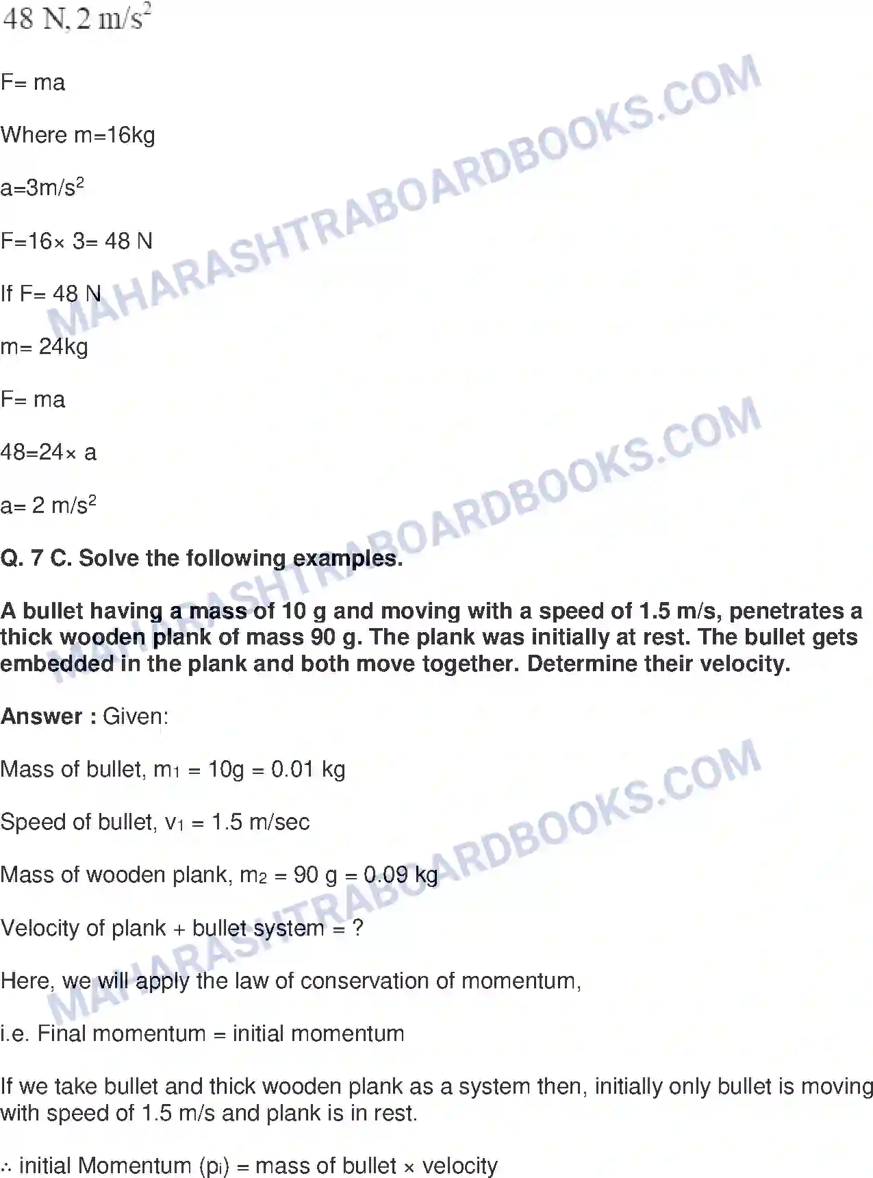 Maharashtra Board Solution class-9 Science+&+Technology+-+English+Medium Laws of Motion Image 14