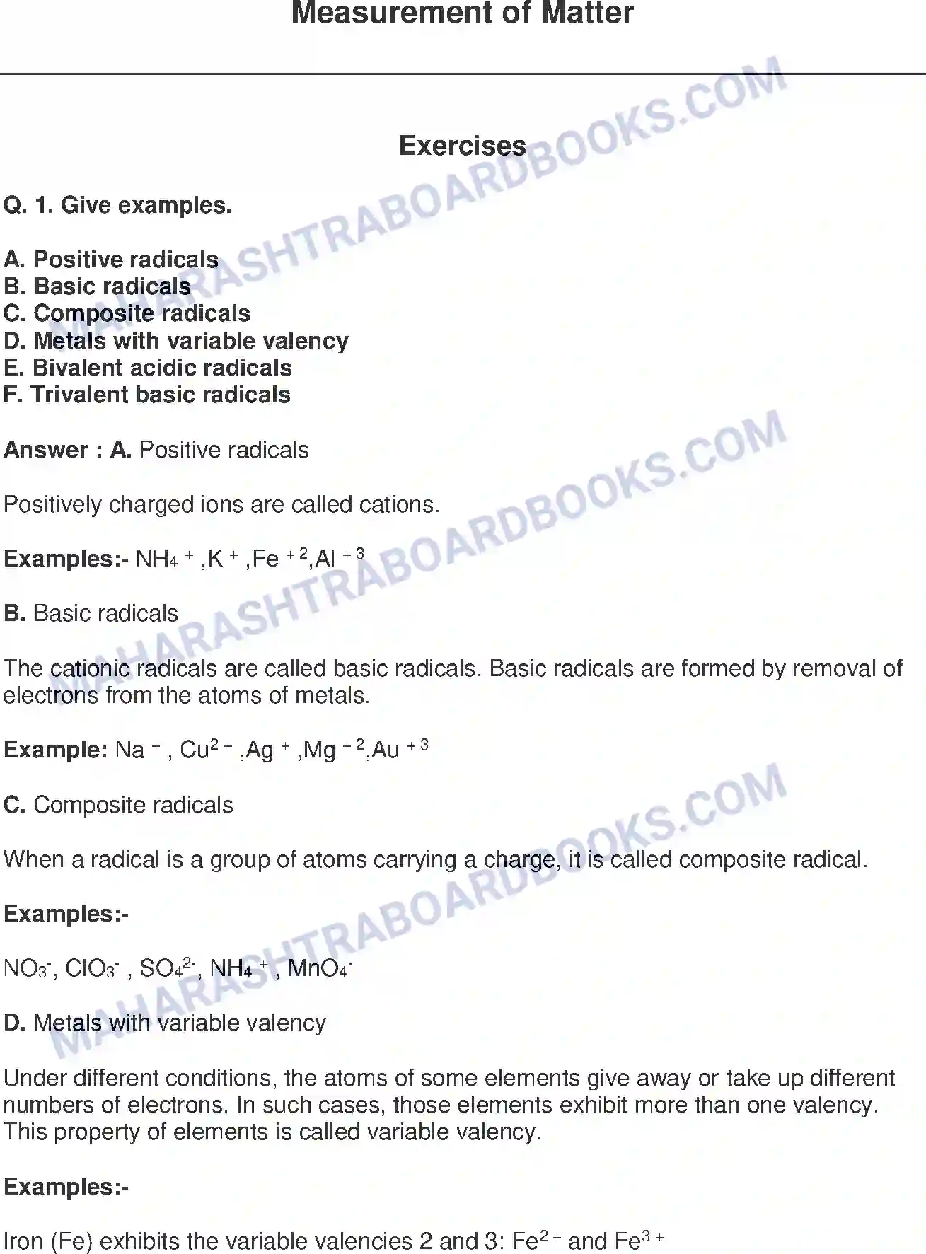 Maharashtra Board Solution Class-9 Science+&+Technology+-+English+Medium Measurement of Matter Image 1